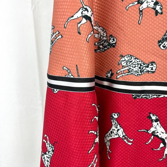 HUTCH Anthropologie Sporty Dalmation Skirt Full A-Line Orange Red Size 2 - Picture 5 of 11